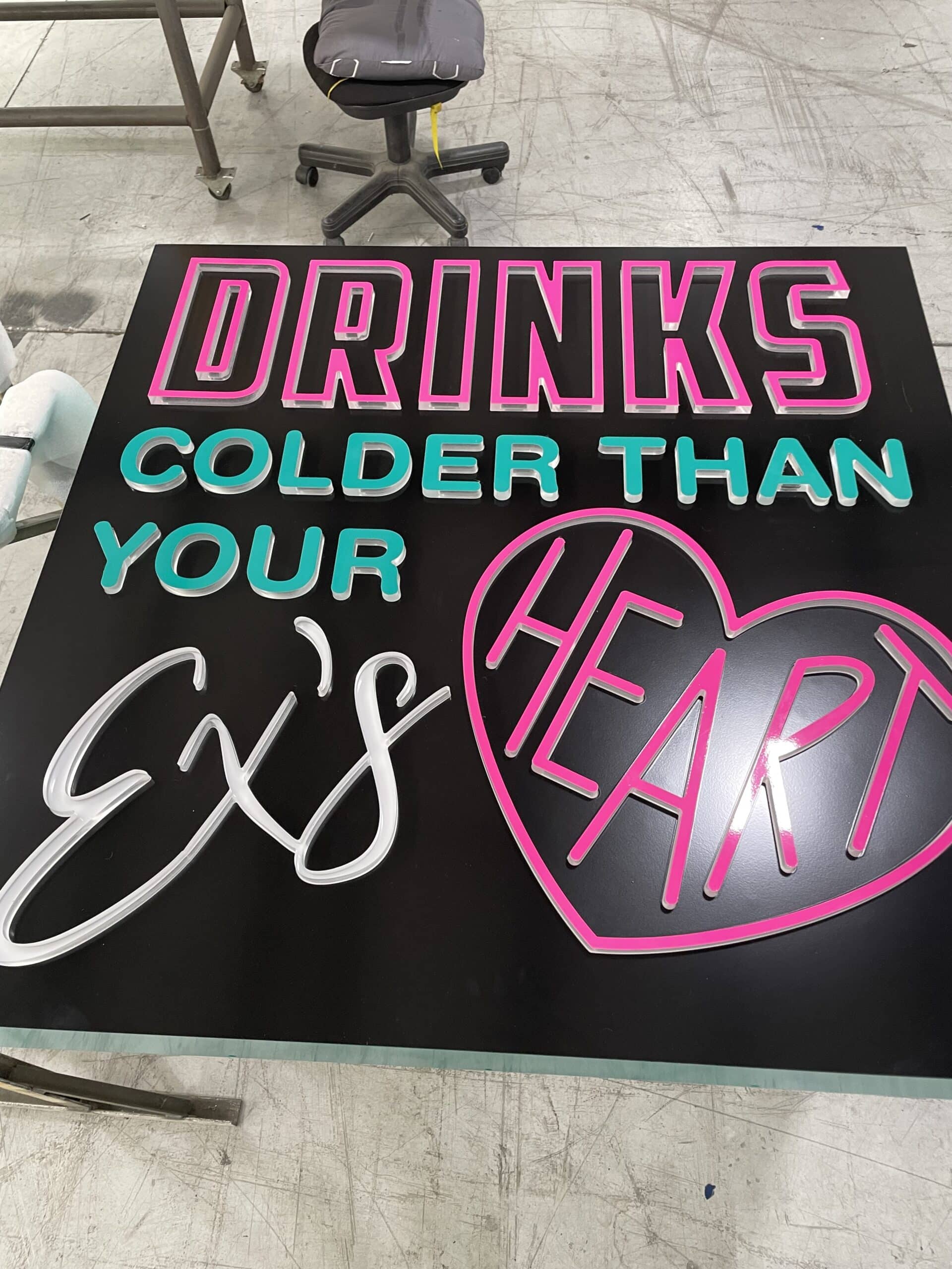 Drinks colder than your ex's heart sign
